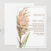 Rustic Pampas Grass op White Wedding Kaart (Voorkant / Achterkant)