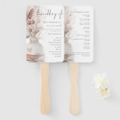 Rustic Pampas Grass Overlay Wedding Programme Handwaaier (Voorkant en achterkant)
