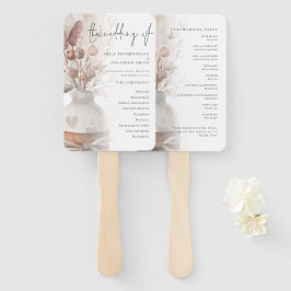 Rustic Pampas Grass Overlay Wedding Programme Handwaaier