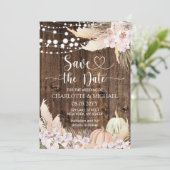 Rustic Pampas Grass Save the Date Wedding Kaart (Staand voorkant)