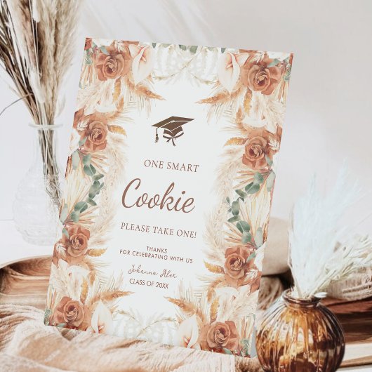 Rustic Pampas Grass Smart Cookie Afstuderen Tafel Reclamebord Met Voetstuk