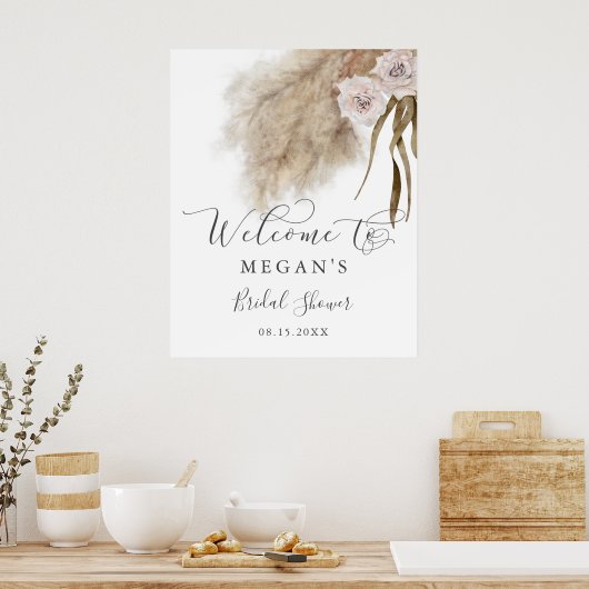 Rustic Pampas Grass Vrijgezellenfeest Welkomstteke Poster (Keuken)