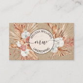 Rustic Pampas Grass Watercolor Boho Logo Visitekaartje (Voorkant)