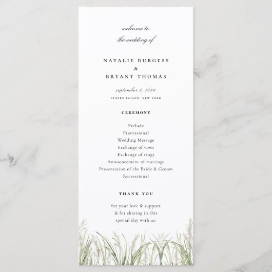 Rustic Pampas Grass Wedding Programmakaart (Voorkant)
