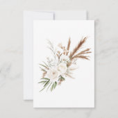 Rustic Pampas Grass White Floral Bohemian Wedding RSVP Kaartje (Achterkant)