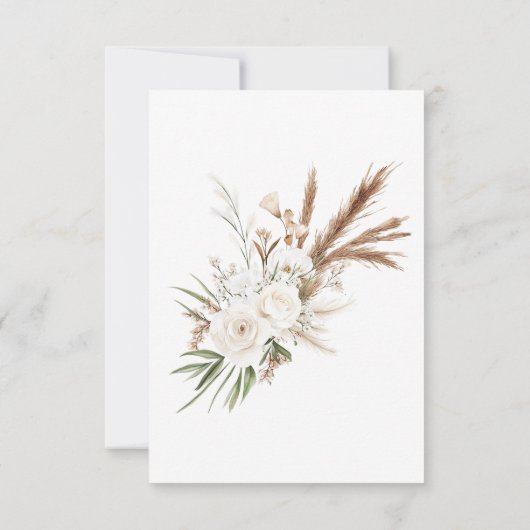 Rustic Pampas Grass White Floral Bohemian Wedding RSVP Kaartje (Achterkant)