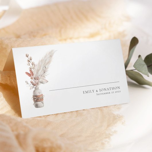 Rustic Pampas Grasses Names Date Weddenschap Plaatskaartje
