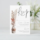 Rustic Pampas Grasses QR Code Weddenschap RSVP Kaartje (Staand voorkant)