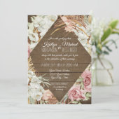 Rustic Pampas Greenery Blush Floral Tropical Beach Kaart (Staand voorkant)