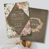 Rustic Pampas Greenery Blush Floral Tropical Beach Kaart