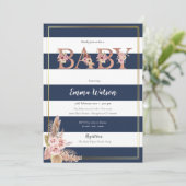 Rustic Pampas Roos gouden letters Baby shower Kaart (Staand voorkant)