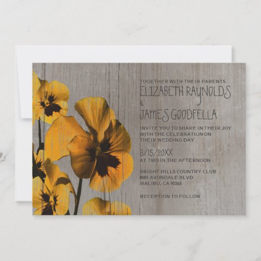 Rustic Pansy Wedding Invitations Kaart (Voorkant)