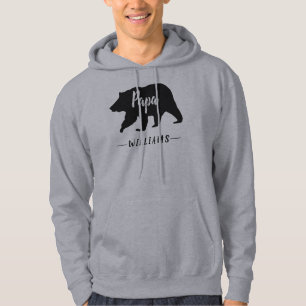 Rustic Papa Beer Gray Black Monogram Naam Hoodie