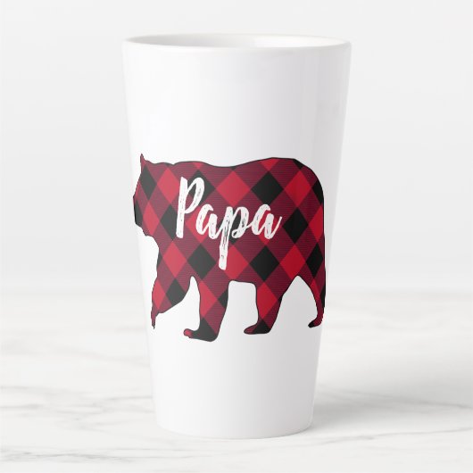 Rustic Papa Beer Red Buffalo Plaid Latte Mok (Voorkant)