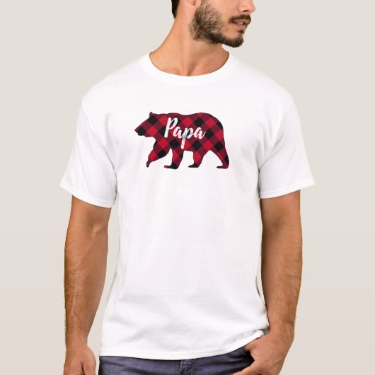 Rustic Papa Beer Red Buffalo Plaid T-Shirt (Voorkant)
