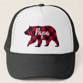 Rustic Papa Beer Red Buffalo Plaid Trucker Hat Pet (Voorkant)