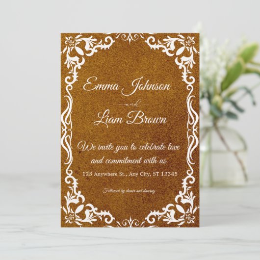 Rustic Papel Picado Mexican Wedding Invitation Kaart (Staand voorkant)