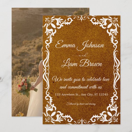 Rustic Papel Picado Mexican Wedding Invitation Kaart (Voorkant / Achterkant)