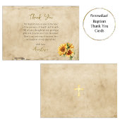 Rustic Parchment Sunflowers Orthodox Baptism       Bedankkaart