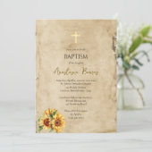 Rustic Parchment Sunflowers Orthodox Baptism       Kaart (Staand voorkant)
