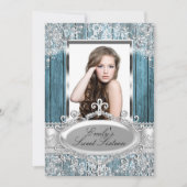 Rustic parelaas & houtofoto Sweet 16 Kaart (Voorkant)