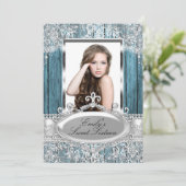 Rustic parelaas & houtofoto Sweet 16 Kaart (Staand voorkant)