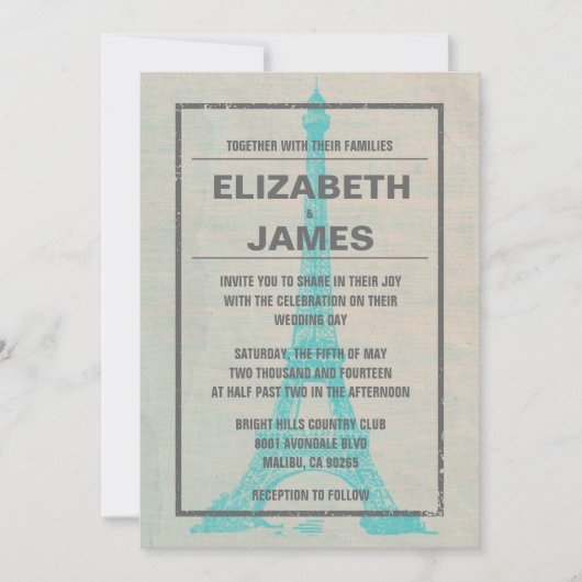 Rustic Paris Wedding Invitations Kaart (Voorkant)