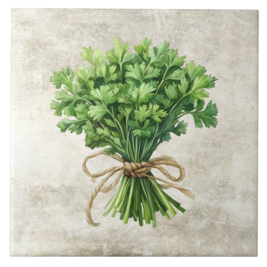 Rustic Parsley Faux Ceramic Tile Tegeltje (Voorkant)