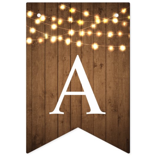 Rustic Party Lights Faux Wood Celebration Vlaggetjes (Tweede vlag)
