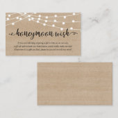 Rustic Party String Lights, Wedding Honeymoon Wish Informatiekaartje (Voorkant / Achterkant)