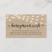 Rustic Party String Lights, Wedding Honeymoon Wish Informatiekaartje (Voorkant)