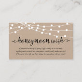 Rustic Party String Lights, Wedding Honeymoon Wish Informatiekaartje (Voorkant)