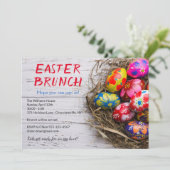 Rustic Pasen Brunch Geschilderde Eieren | Feestdag Kaart (Staand voorkant)