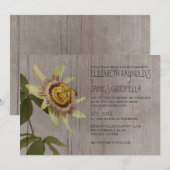 Rustic Passion Flower Wedding Invitations Kaart (Voorkant / Achterkant)