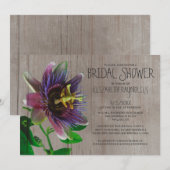Rustic Passion Flowers Bridal Shower Invitations Kaart (Voorkant / Achterkant)
