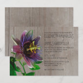 Rustic Passion Flowers Wedding Invitations Kaart (Voorkant / Achterkant)