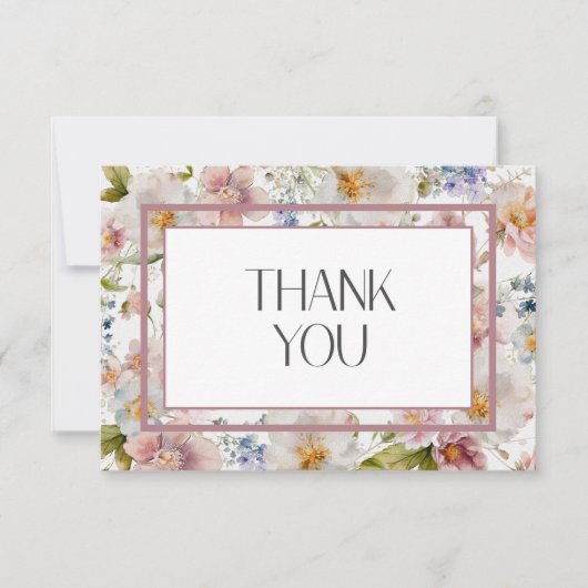 Rustic Pastel April Waterverf Floral Wedding Bedankkaart (Voorkant)