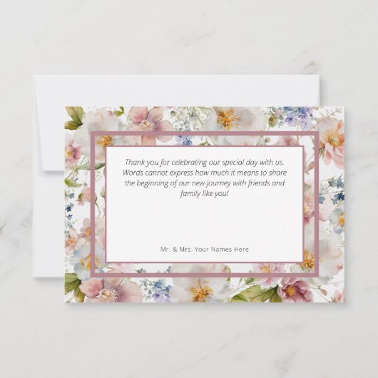 Rustic Pastel April Waterverf Floral Wedding Bedankkaart (Achterkant)