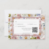 Rustic Pastel April Waterverf Floral Wedding RSVP Kaartje (Achterkant)