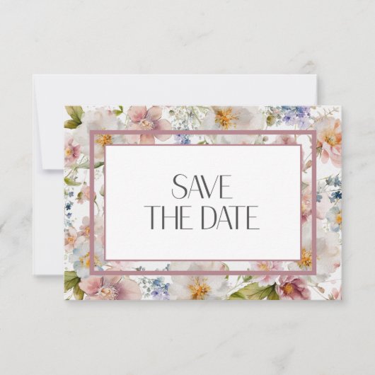 Rustic Pastel April Waterverf Floral Wedding Save The Date (Voorkant)