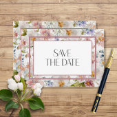 Rustic Pastel April Waterverf Floral Wedding Save The Date