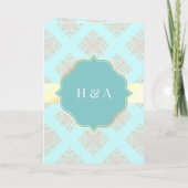 Rustic pastel Aqua Blue Damask Muslim Weduwen (Achterkant)