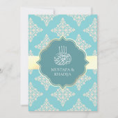 Rustic Pastel Blauwgroen Cream Damask Muslim Weduw Kaart (Voorkant)