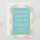 Rustic Pastel Blauwgroen Damask Muslim Wedding Kaart (Achterkant)