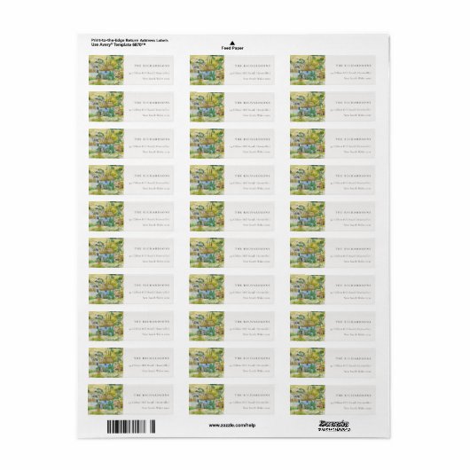 Rustic Pastel Fields Mountain Landscape Address Etiket (Full Sheet)
