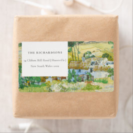Rustic Pastel Fields Mountain Landscape Address Etiket