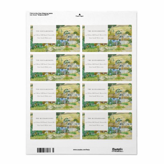 Rustic Pastel Fields Mountain Landscape Address Etiket (Full Sheet)