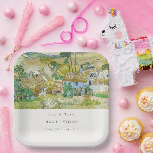 Rustic Pastel Fields Mountain Landscape Wedding Papieren Bordje (Feest)