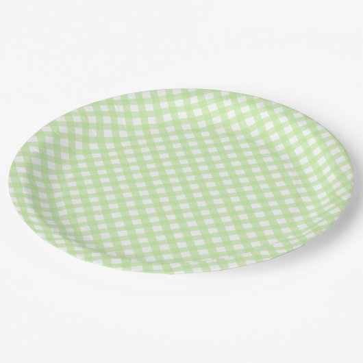 Rustic, Pastel Green Gingham Pattern Papieren Bordje (Gekanteld)