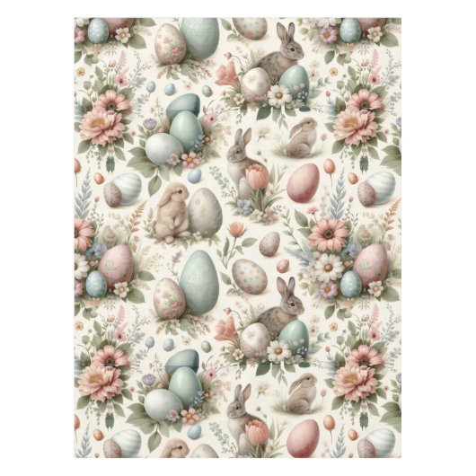 Rustic Pastel Spring Easter Bunny Decorative Eggs  Tafelkleed (Voorkant)